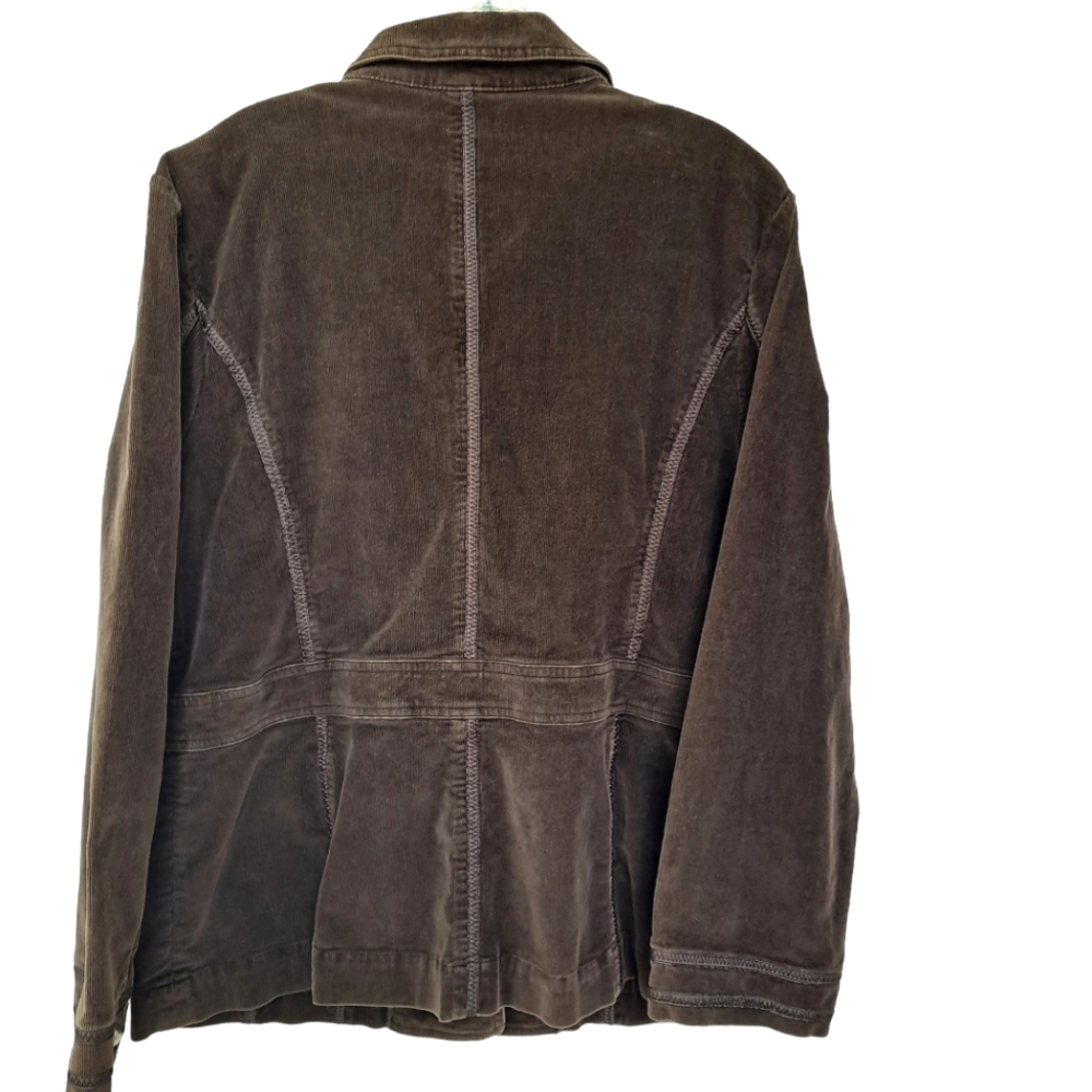 J. Jill Vintge Soft Chocolate Brown Stretch Corduroy Jacket szL - Picture 2 of 6